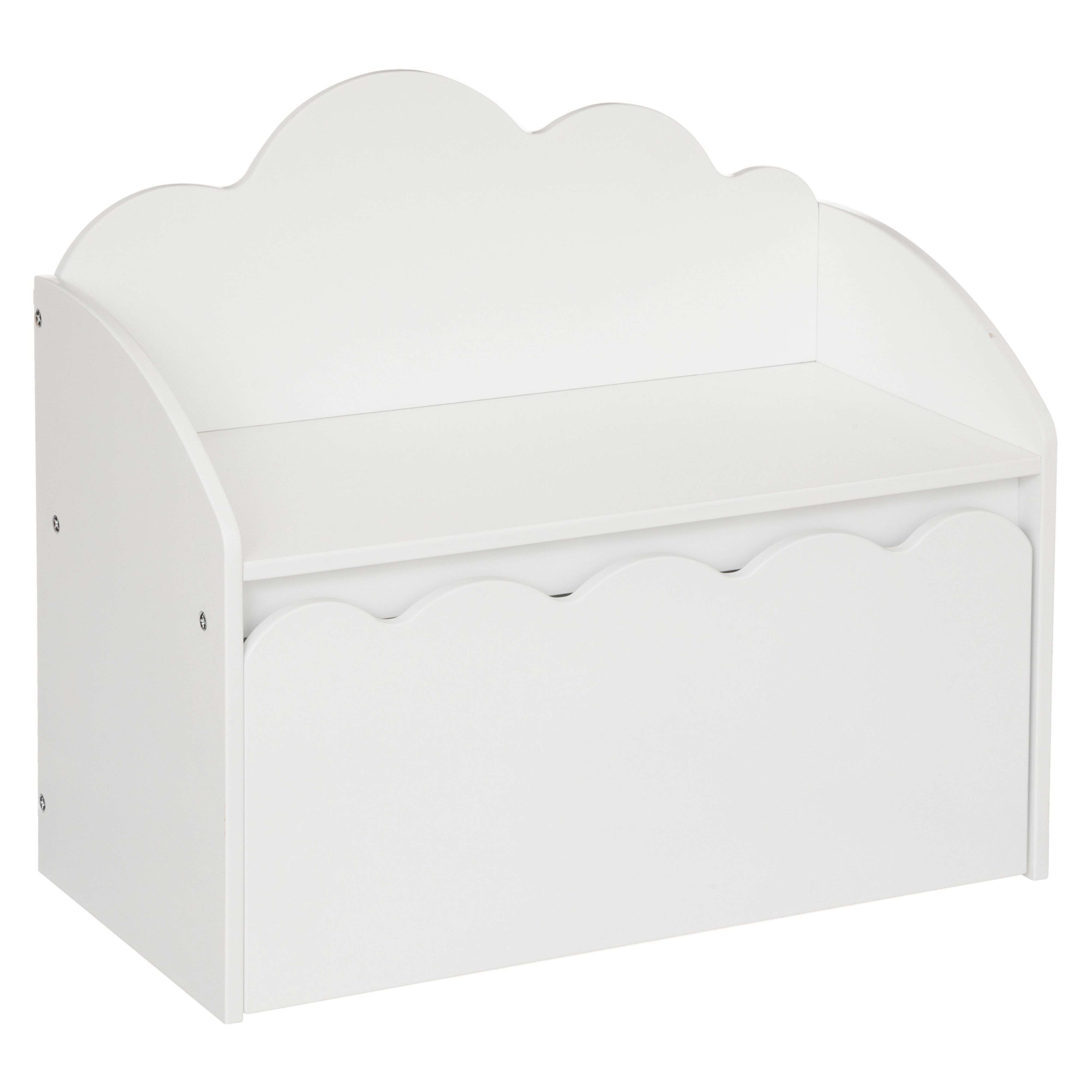 Miroytengo Baúl Banco Infantil con Cajón Almacenaje Interior Nube Douceur Color Blanco 60 cm