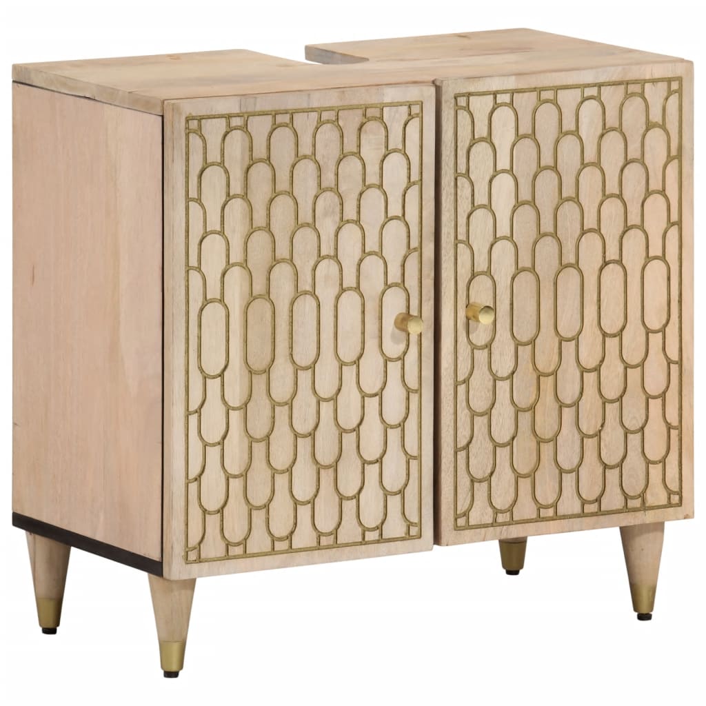 vidaXL Armario de lavabo para baño madera maciza de mango 62x33x58 cm