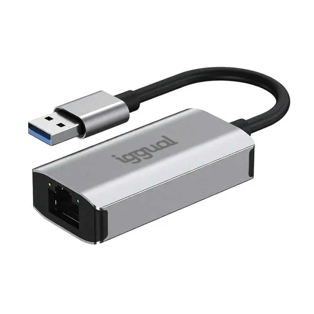 Tarjeta de Red IGGUAL Adaptador USB-A 3.0 a RJ45 Gigabit 1000 Mbit/s Plata