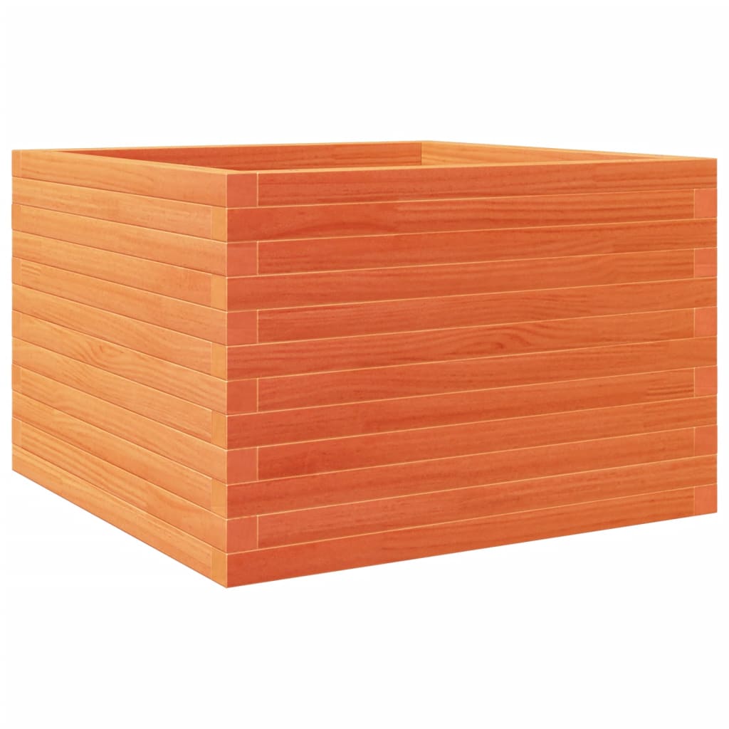 vidaXL Jardinera de madera maciza de pino 70x70x46 cm Color Pino natural,  Blanco,  Marrón cera y mas