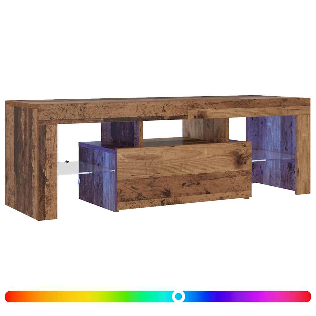 vidaXL Mueble de TV luces LED madera 120x36,5x40 cm en color Roble artisan/Madera antigua | almacenamiento funcional diseño moderno para baño dormitorio sala
