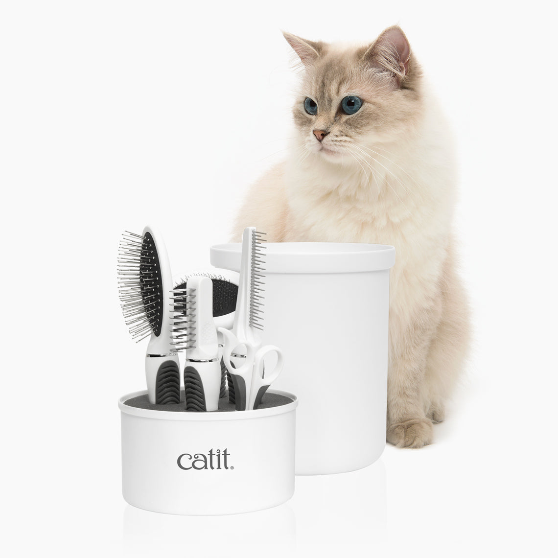 Catit Grooming Kit – Accesorios de Aseo para Gatos con Cepillo y Cortauñas