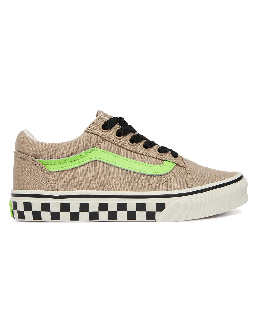 Zapatilla Niño/a Vans Old skool Beige Verde Fluor