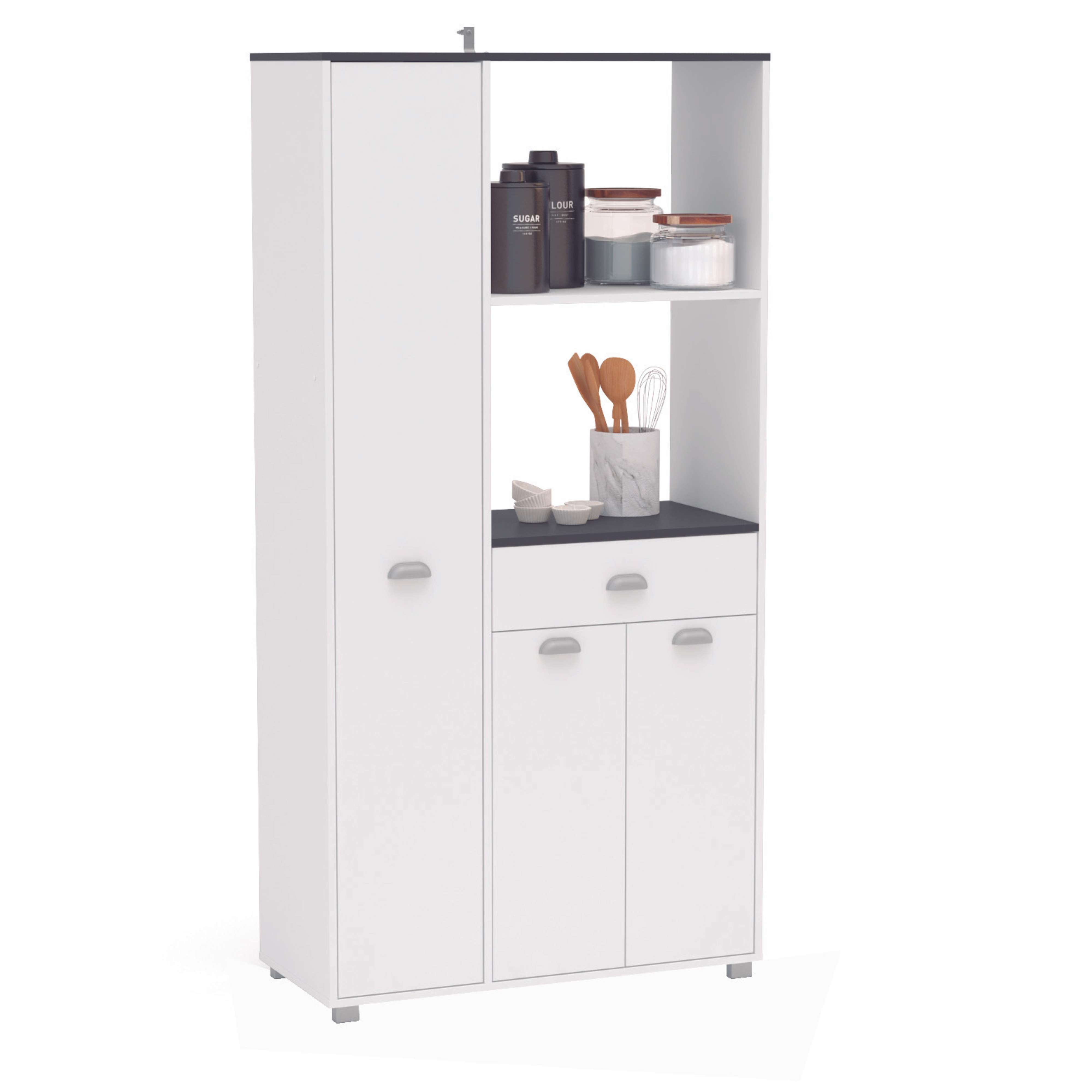 Miroytengo Asfeld Buffet Cocina en color Blanco con 2 armarios y 1 Cajon para ampliar el almacenaje 180x90x40 cm