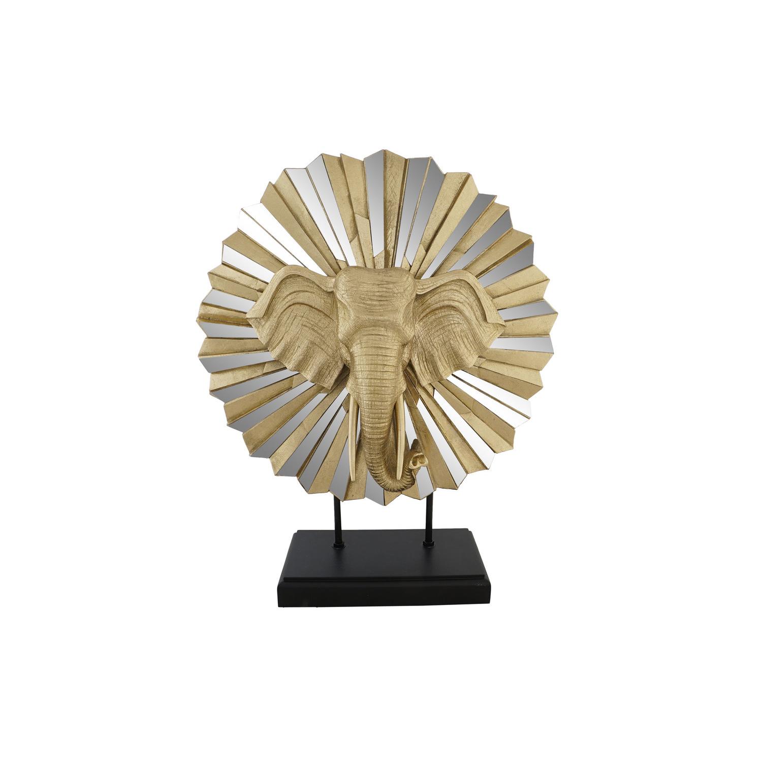 FIGURA RESINA CRISTAL 47X18X56,5 ELEFANTE DORADO FD202522