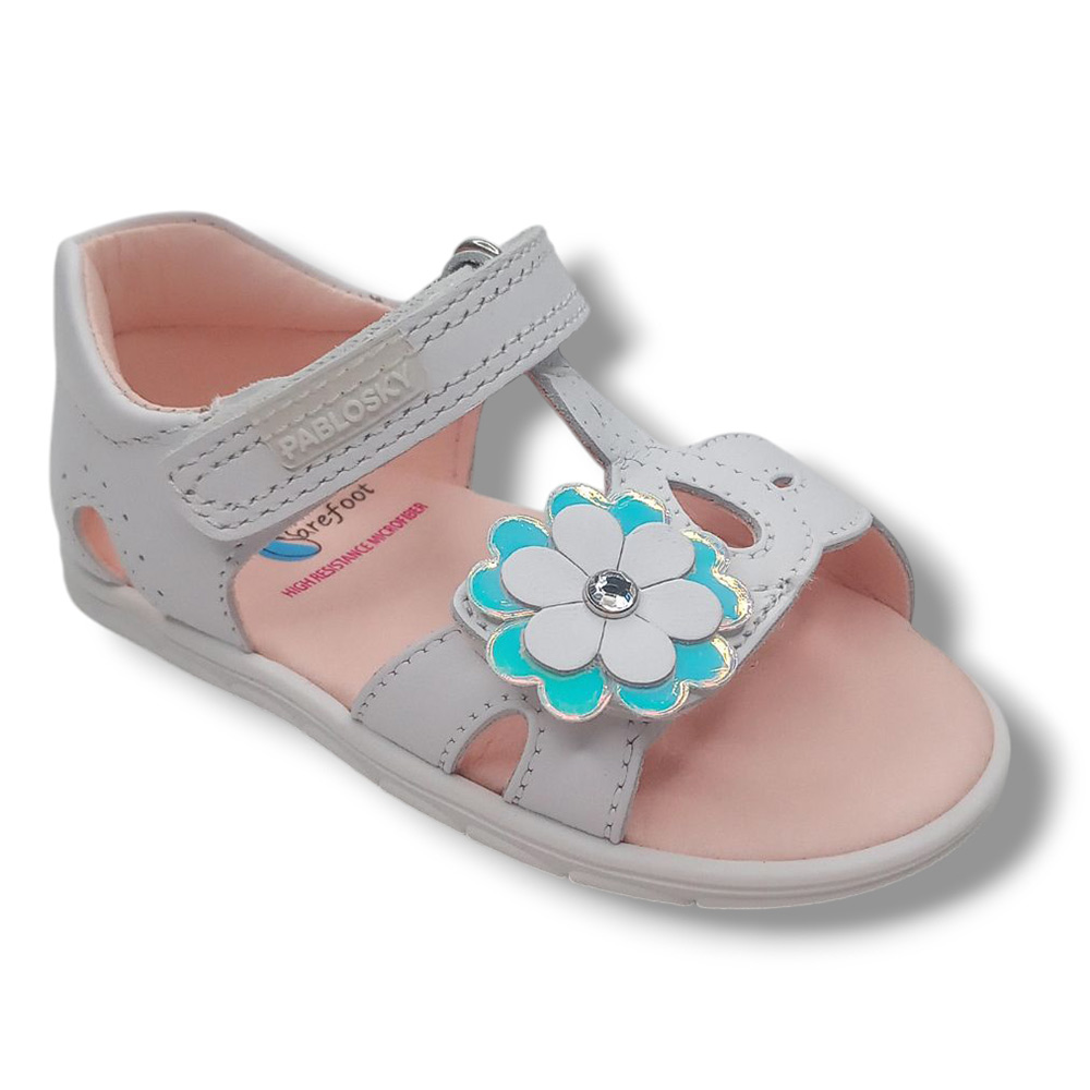 Pablosky Sandalia Abierta Niña Barefoot 051600 BLANCO calzado niños Respetuoso Pablosky Summer ROYALE CORDONETS