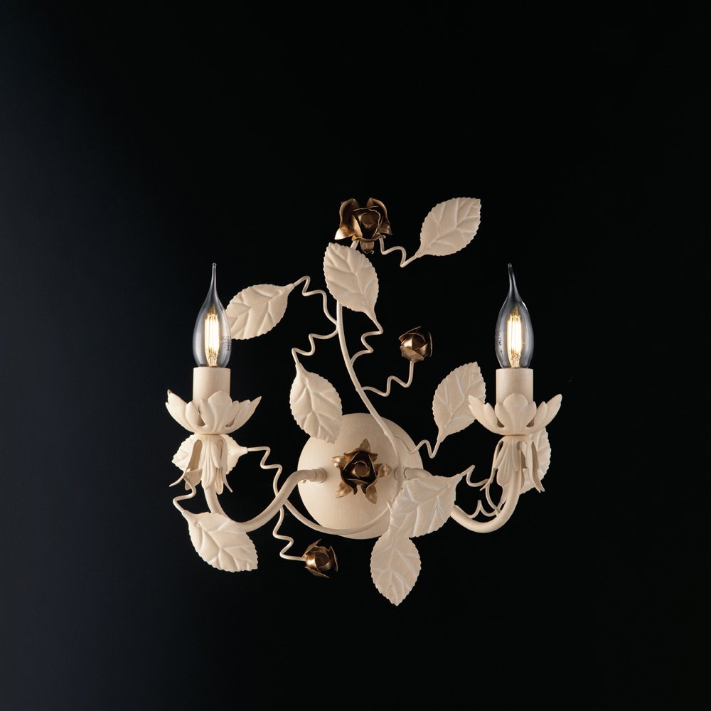 Apliques Shabby Chic Bella Marfil Oro 2 Luces E14