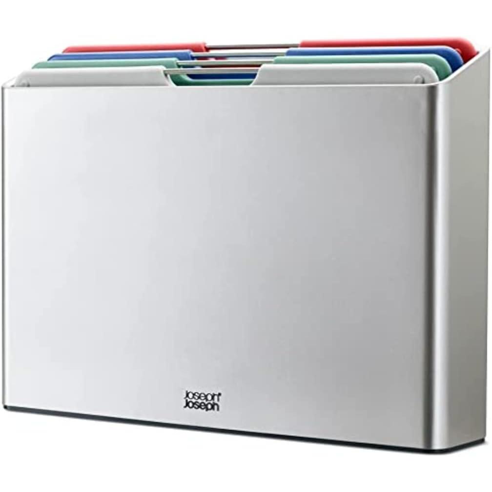 Joseph Joseph Folio™ Coast Silver, 4 tablas grandes codificadas por color, antideslizantes, lavavajillas
