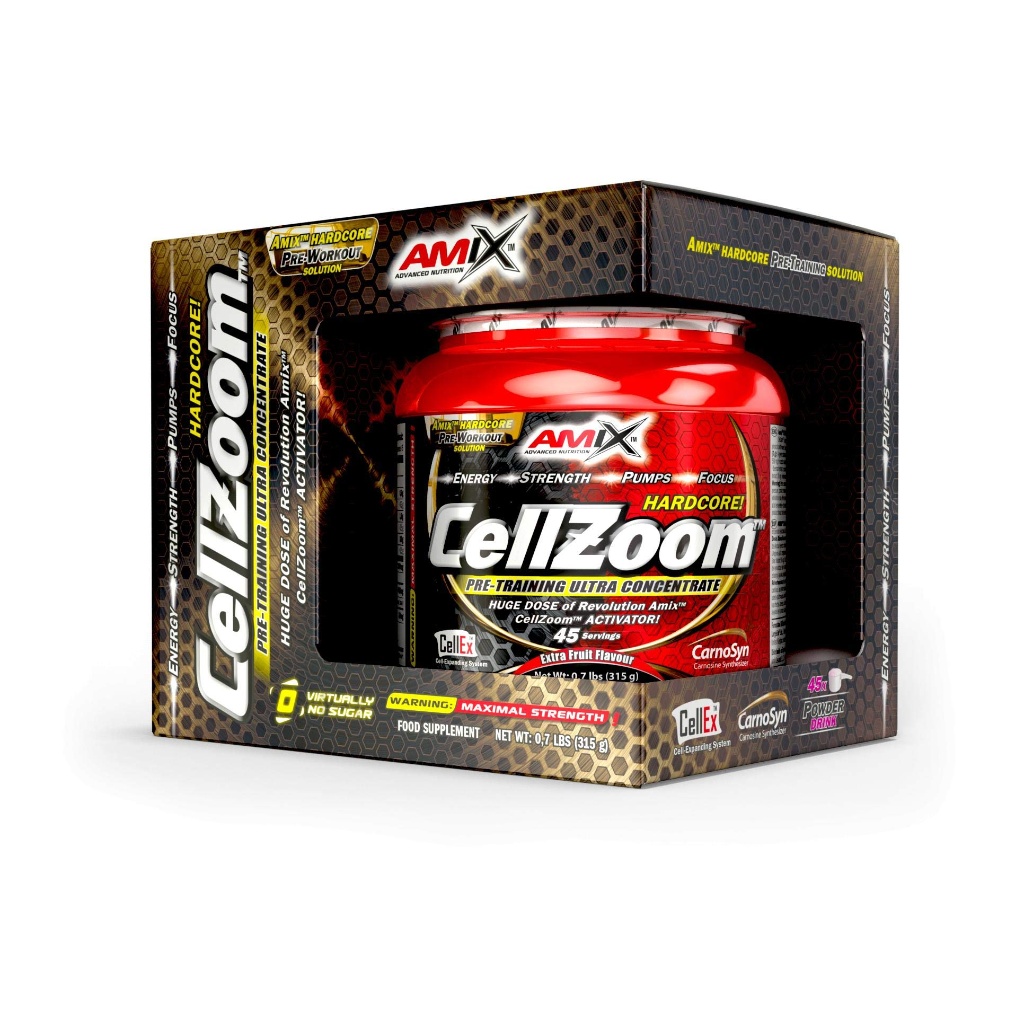 Amix CellZoom 315 gramos - Matriz Pre-Entrenamiento Ultra Concentrada - Precursor de Óxido Nítrico (AAKG/Citrulina), Tampón Intracelular (CarnoSyn®) y Estimulador del SNC