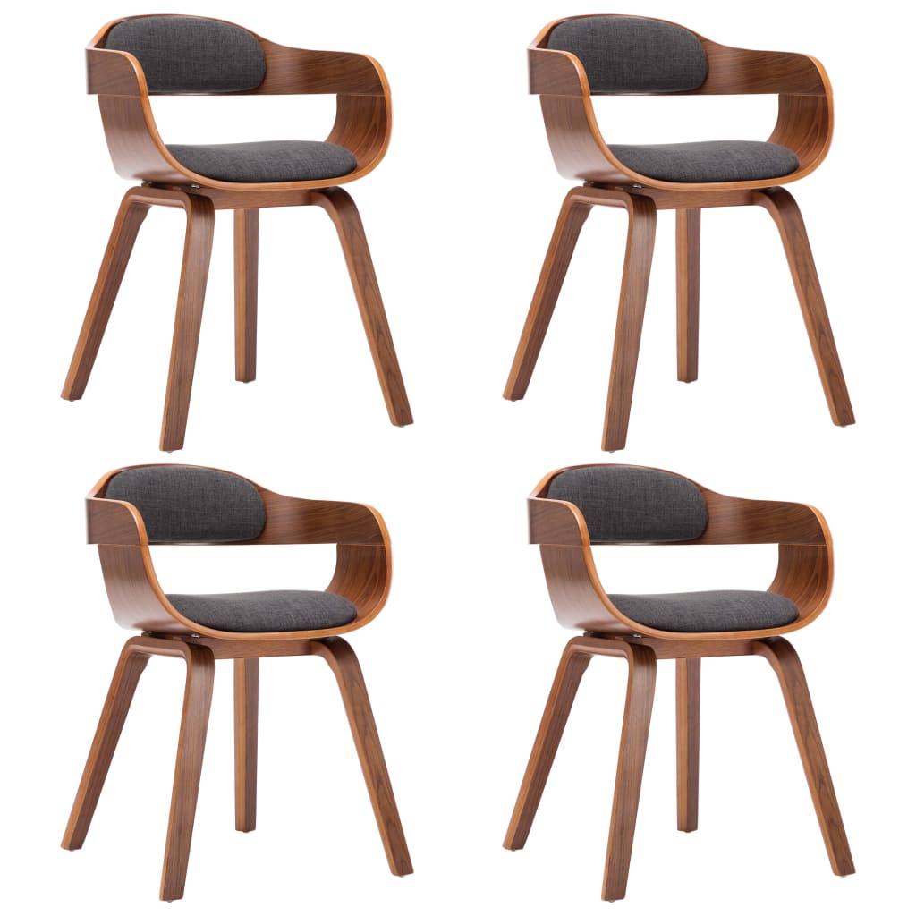 vidaXL Sillas de comedor 4 unidades tela y madera curvada gris oscuro