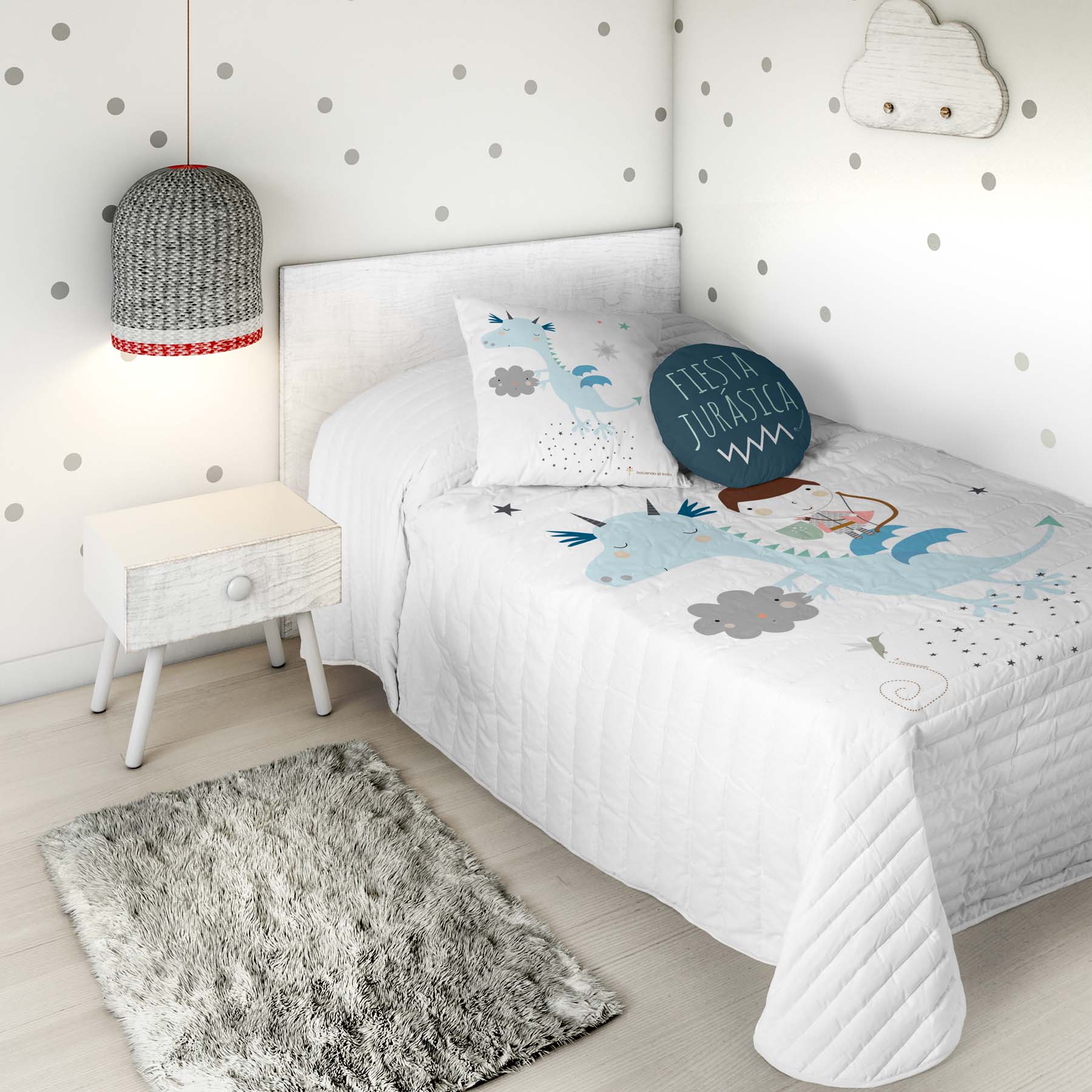 HACIENDO EL INDIO - Colcha Bouti Infantil Estampada 100% Algodón - Relleno 70 gramos -  Cubrecama Ligero Acolchado - Ideal para Primavera y Verano - Disponible para Cama 90/105 cm - Fabricada en España