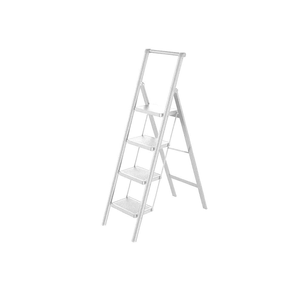 Escalera CYNTHIA - Escalera domestica de Aluminio con Mango. 4 peldaños (Blanco)