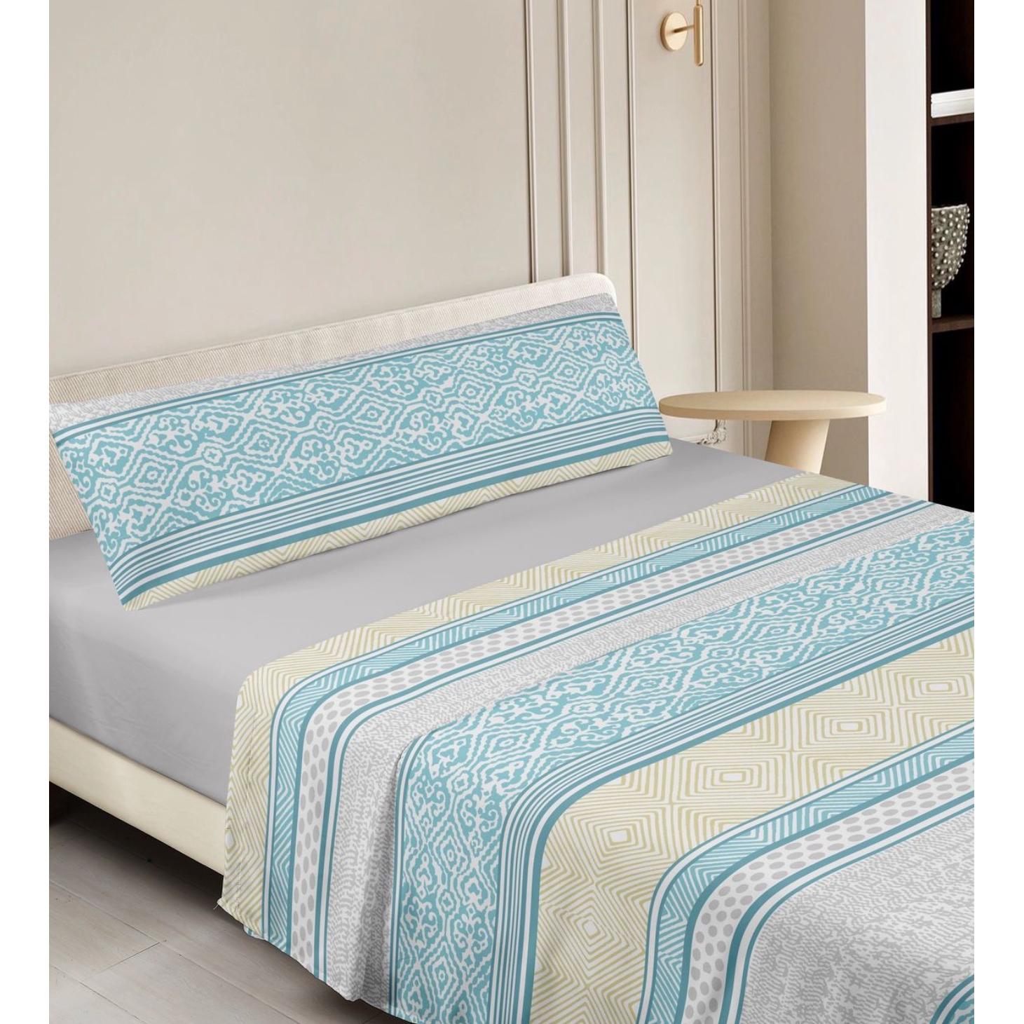 Juego de Sábanas 3 Piezas Printex+Home Microfibra Suave, Estampado Moderno Geométrico, Ajustable para Cama 90, 135 y 150 cm, Ideal para Verano