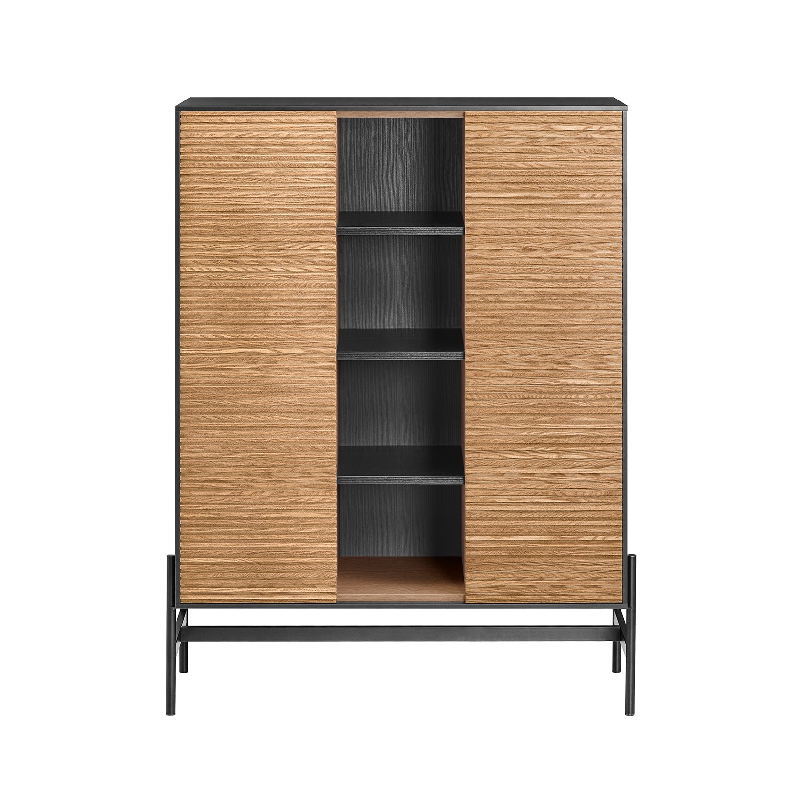 SoBuy Aparador Entrada Recibidor Buffet para Salón con 2 Puertas y 4 Compartimentos Abiertos 92 x 40 x 119 cm Negro HFSB04-SCH ES