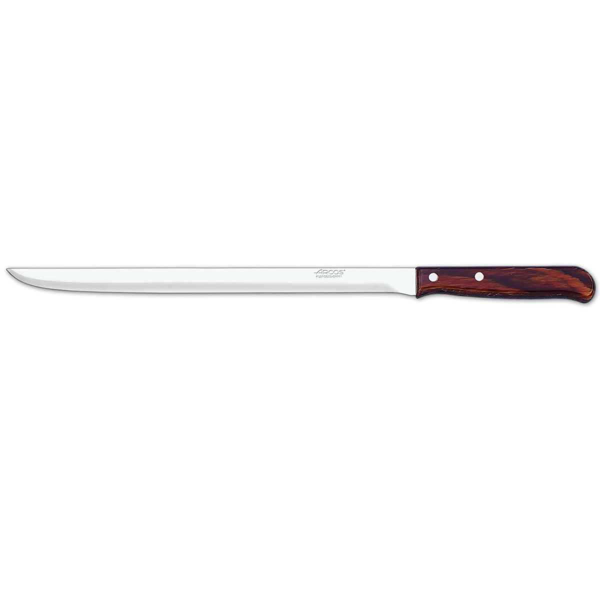 Cuchillo Jamonero Arcos Latina 101300 de acero inoxidable Nitrum y mango de madera comprimida con hoja de 25 cm en caja