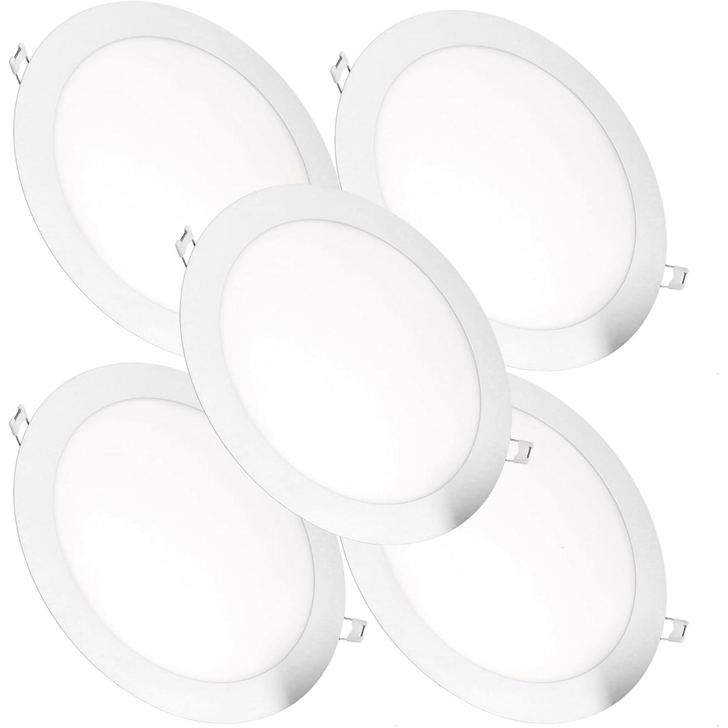 Jandei - Packs de Downlights Led 18W (Equivalente a 145W de Halógeno Convencional), Foco Empotrar en Techo Marco Redondo Blanco 222mm, Luz Blanca - Orificio de Corte 200mm, Transformador Incluido