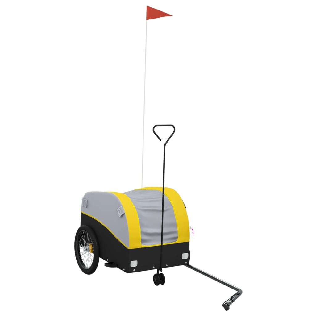 vidaXL Remolque para bicicleta hierro negro y amarillo 30 kg