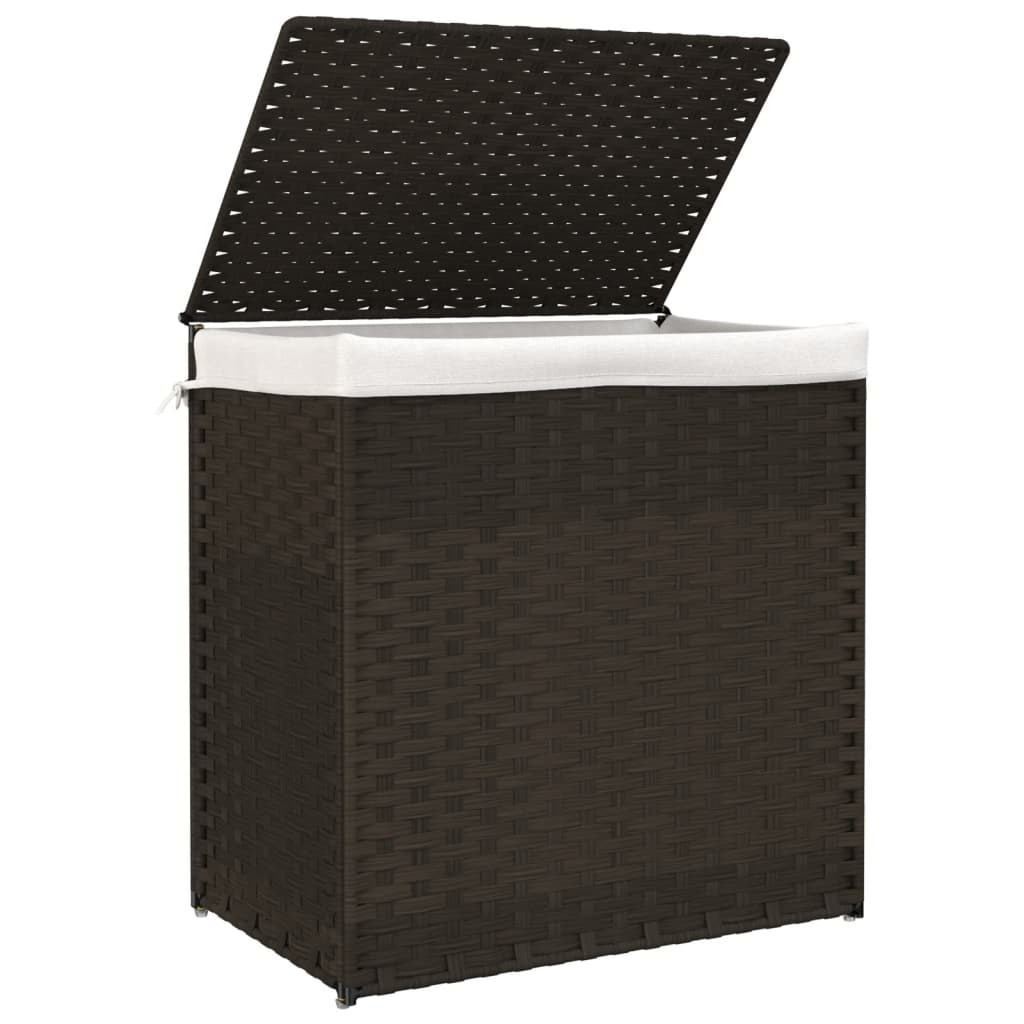 vidaXL Cesto de Ropa Sucia con 2 Secciones Cesta Baño Ratán Sintético Color Marrón oscuro,  Gris,  Natural y mas
