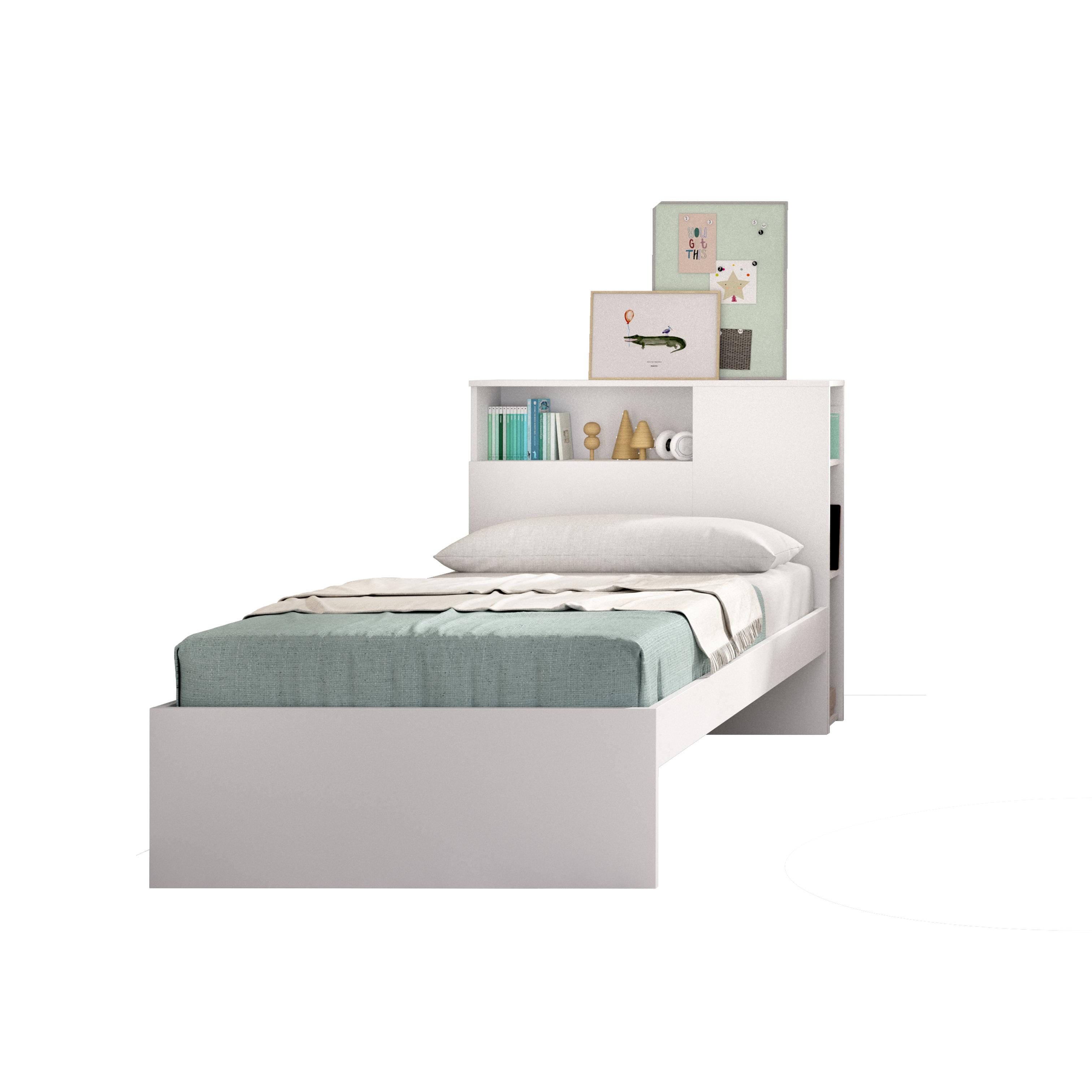 DEKIT GRUPO RIMOBEL TEN - CAMA CON CABEZAL Y ARO DE CAMA DE 90X190 - BLANCO - 96 x 99 x 218,2