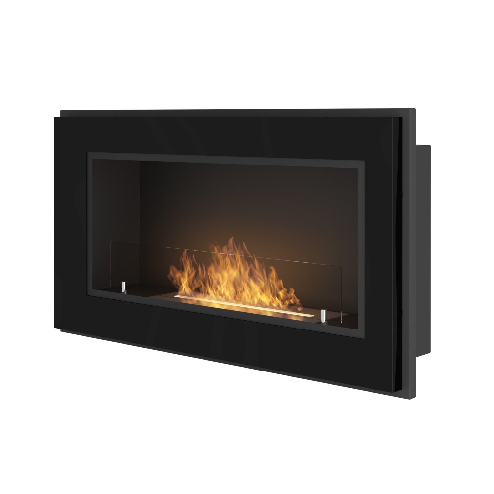 Chimenea de bioetanol empotrada Frame 900 SimpleFire con cristal negro