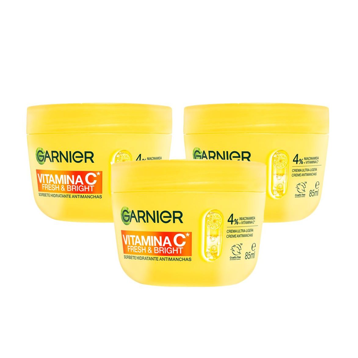 Garnier | Vitamin C Fresh & Bright Sorbete Hidratante Antimanchas Crema 3x85ml