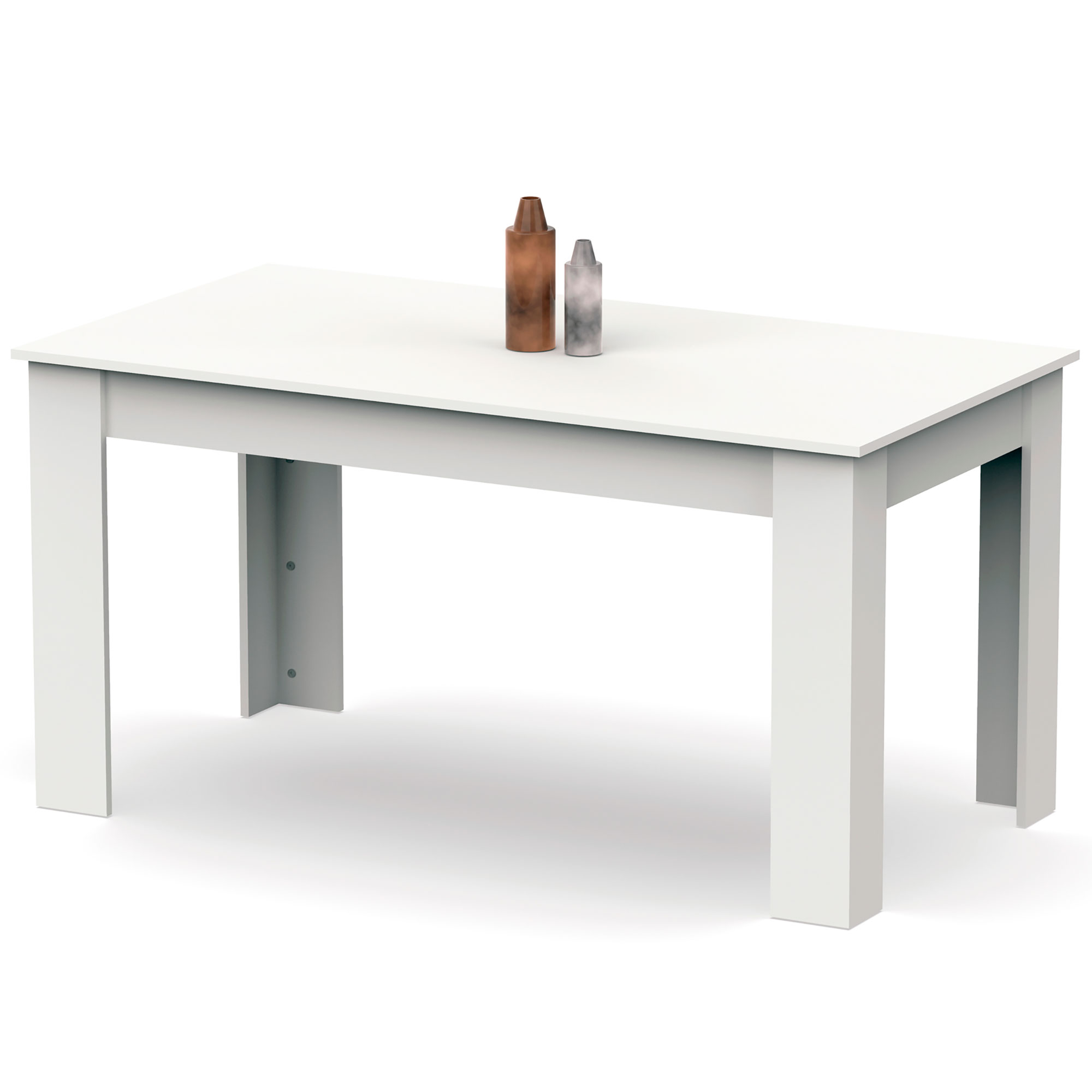 Briebe Opal Mesa Comedor Madera, Salón o Cocina para 4 - 6 Personas 77x140x80 cm, Muebles Diseño Moderno, , Blanco
