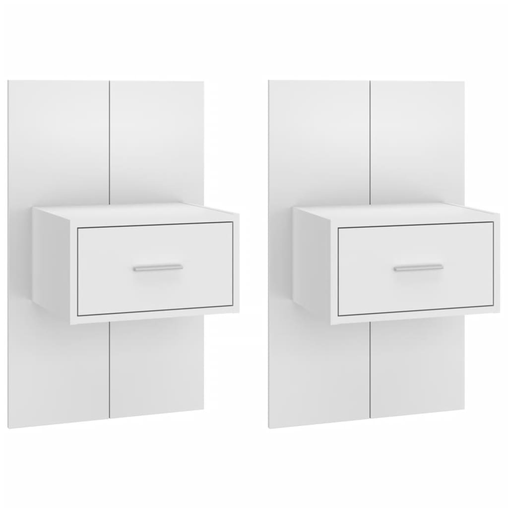 Vidaxl Mesitas de Noche de Pared 2 Unidades Blanco Negro Roble Sonoma