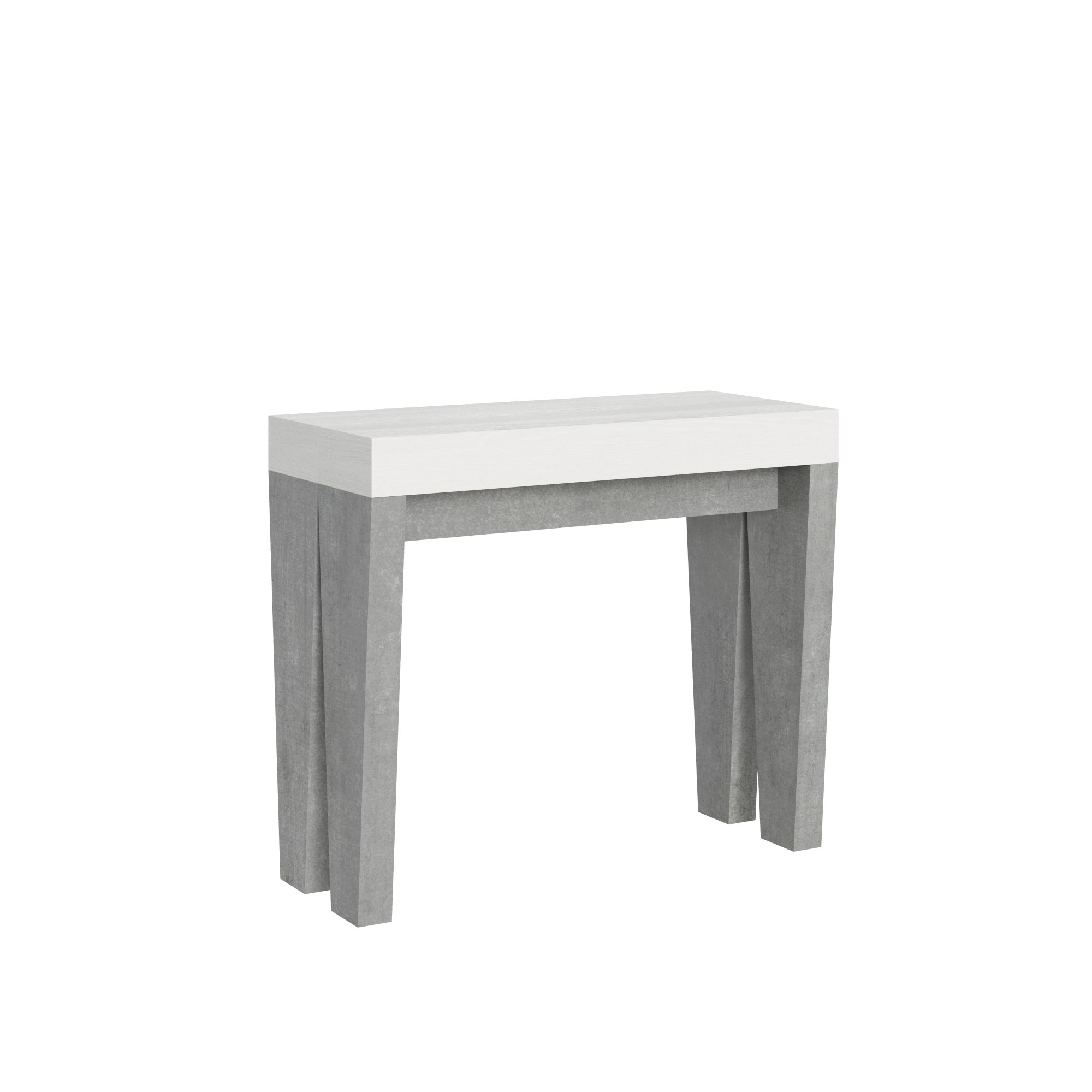 Consola extensible 90x40/196 cm Spimbo Mix Tapa pequeña Fresno blanco - Estructura Cemento - Itamoby