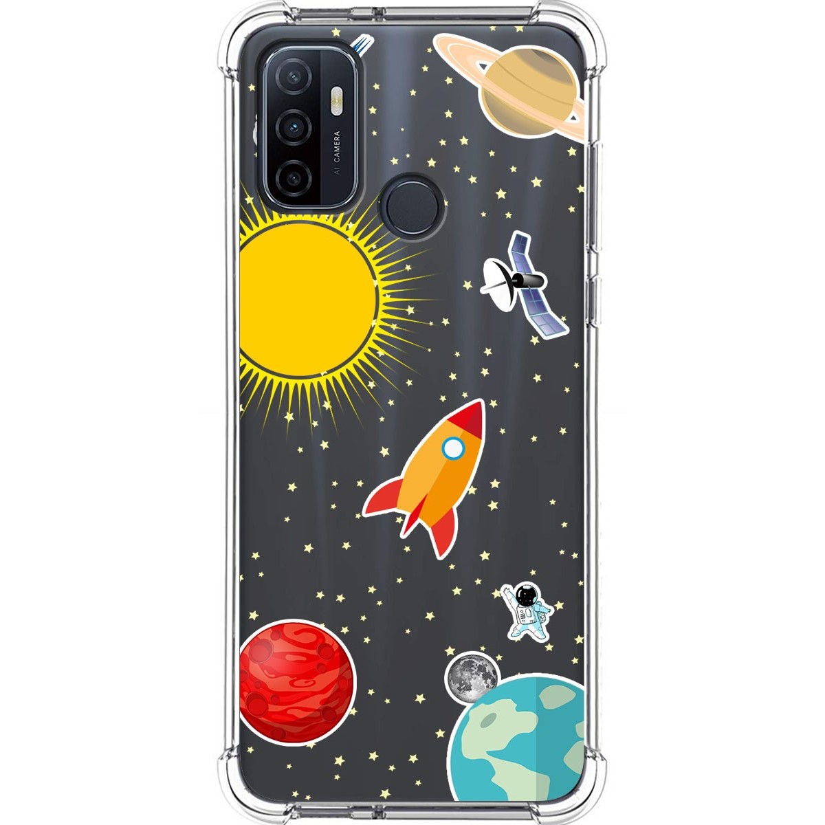 Tumundosmartphone Funda Silicona Antigolpes para Oppo A53 / A53s diseño Espacio Dibujos
