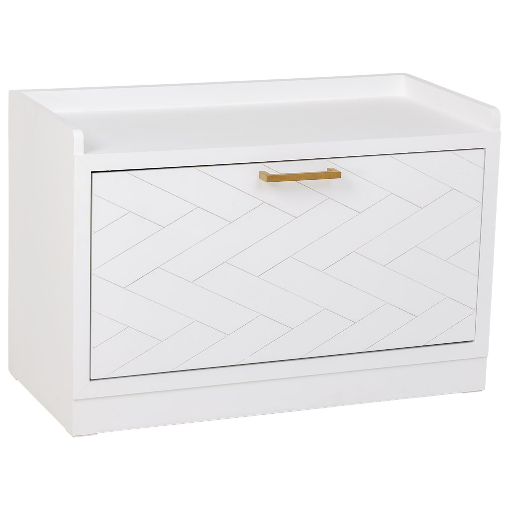 Wonderlust Deco - Banqueta zapatero de madera y metal blanco 80x38x53 Blanco 80x38x53h cm