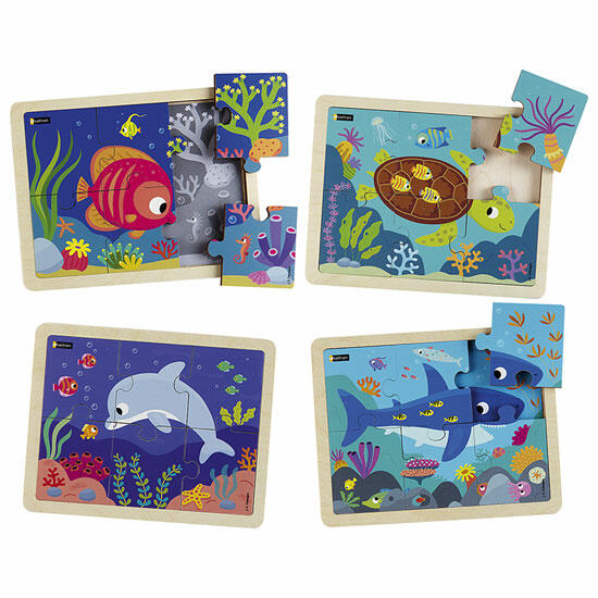 Lote de 4 Puzzles - Animales del Mar - 6 pzs.