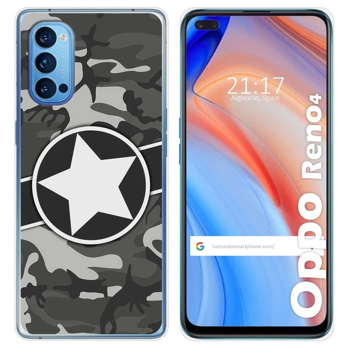 Tumundosmartphone Funda Gel Tpu para Oppo Reno 4 5G diseño Camuflaje 02 Dibujos