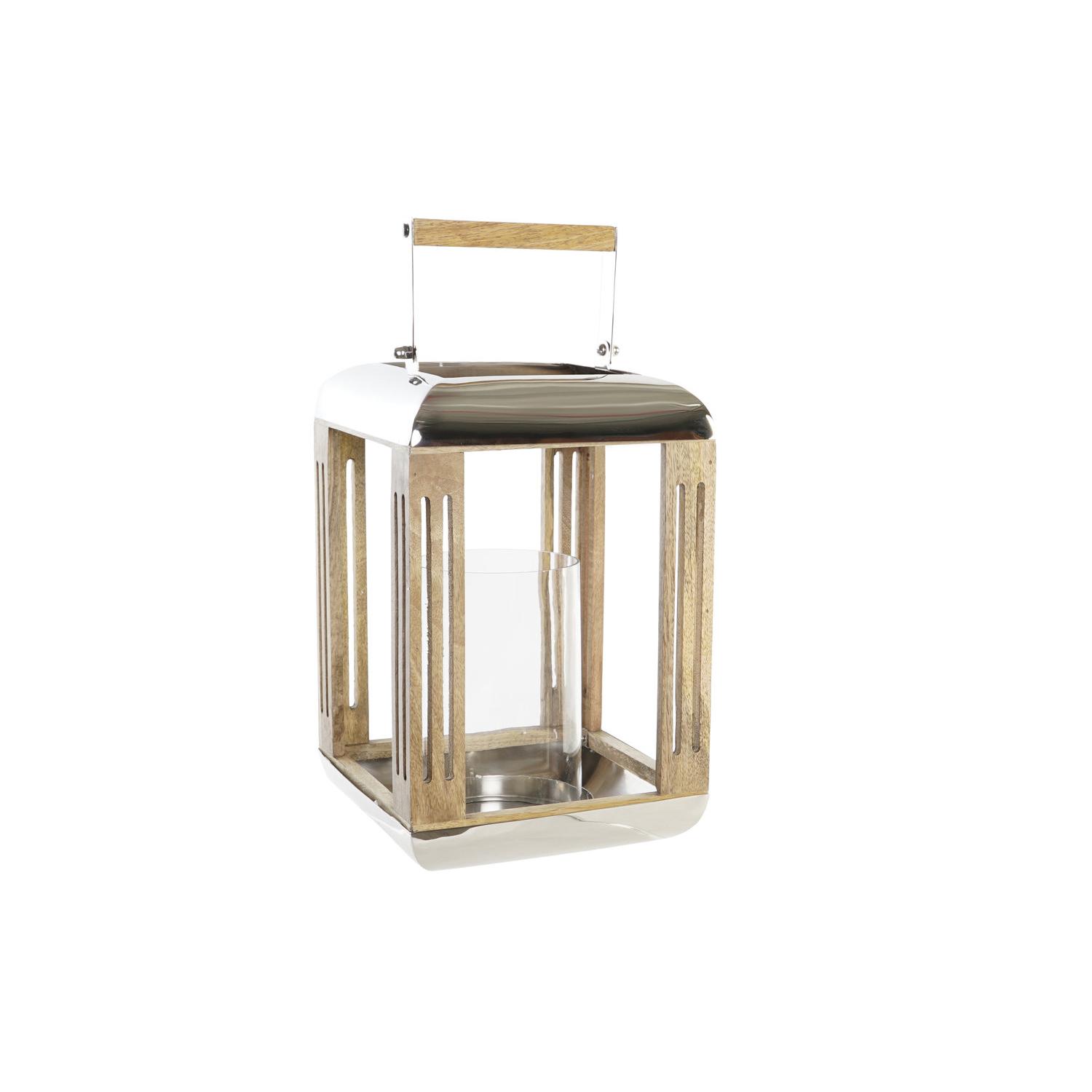 FAROLA METAL CRISTAL 23X23X36 PLATEADO FA170579