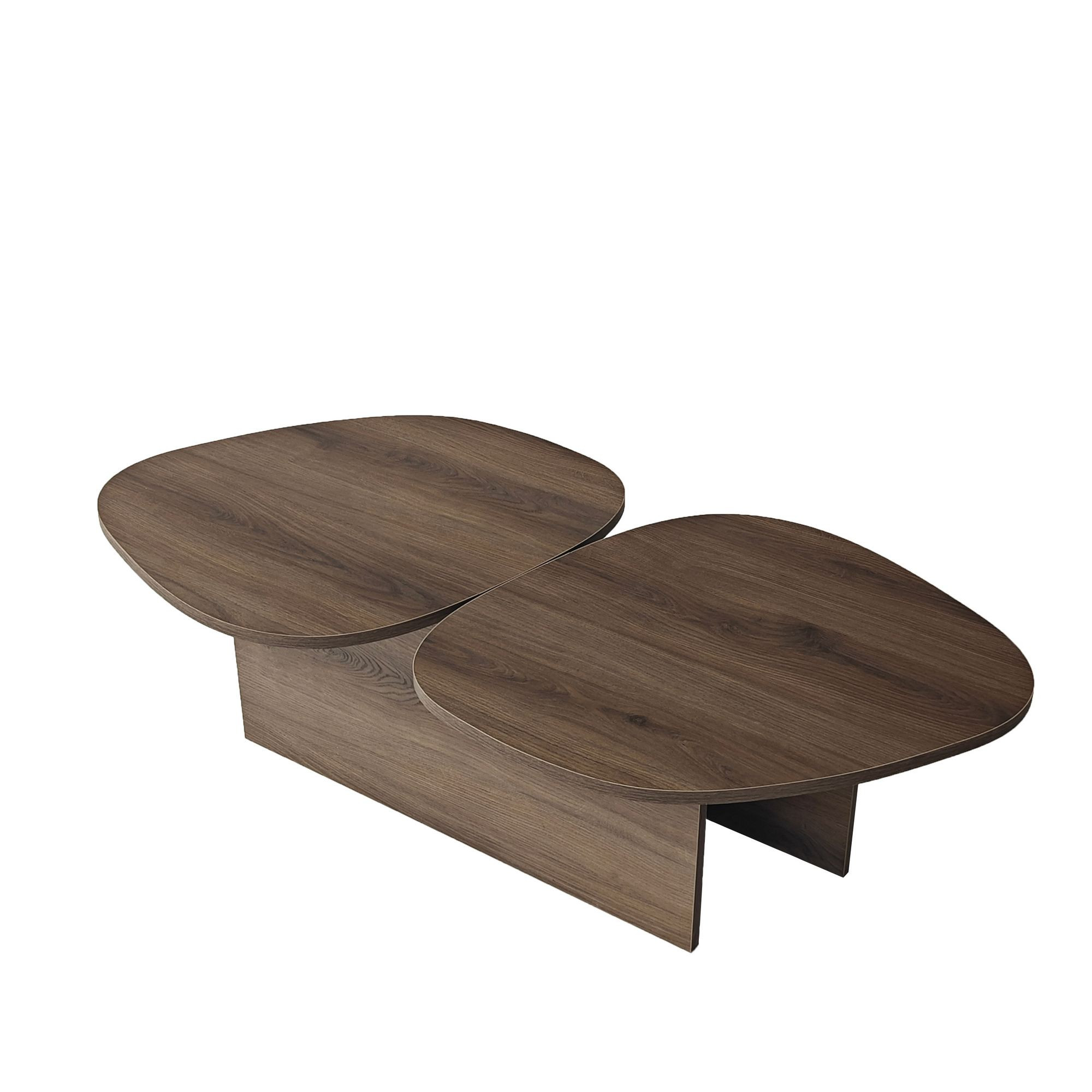 Habitat y Jardin - Mesa baja de madera "Stones" 125 x 60 x 38 cm - Nogal