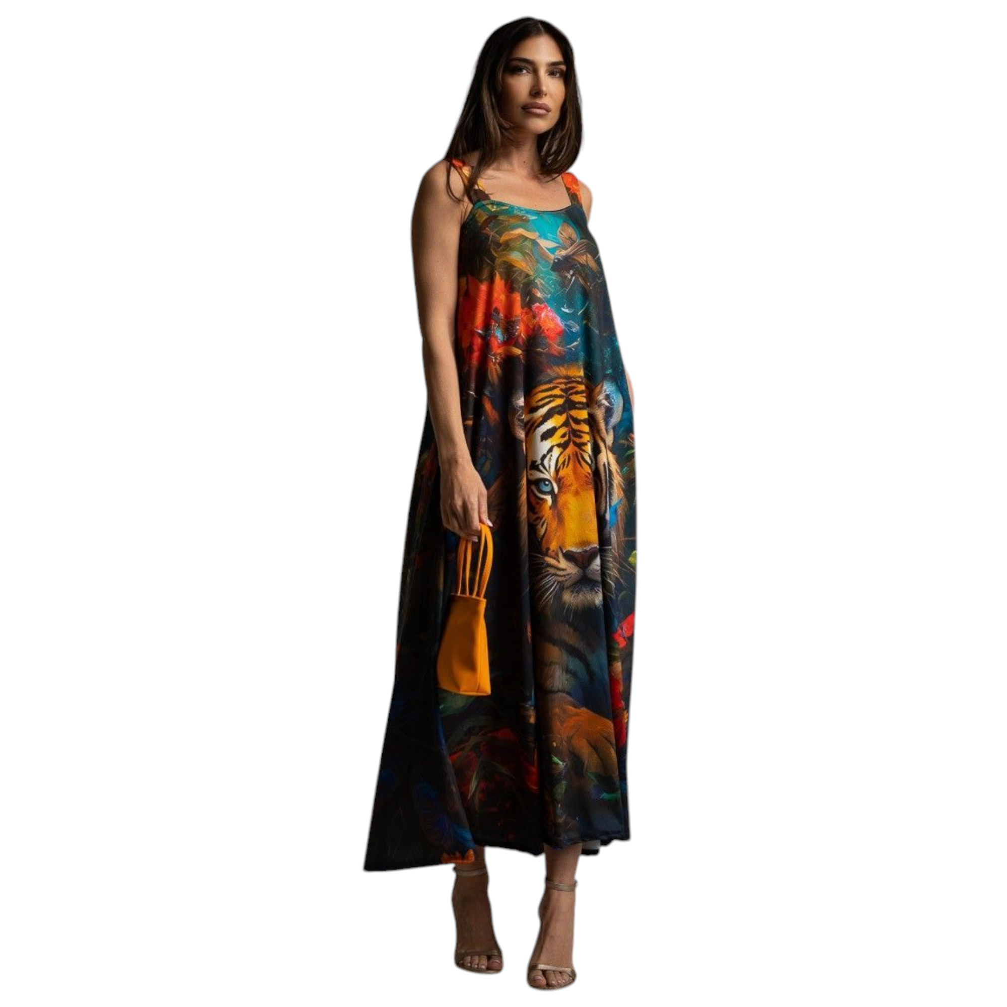 Vestido Largo Tirantes Estampado Tigre – WA Wild Animal | Salvaje, Elegante y con Estilo Único