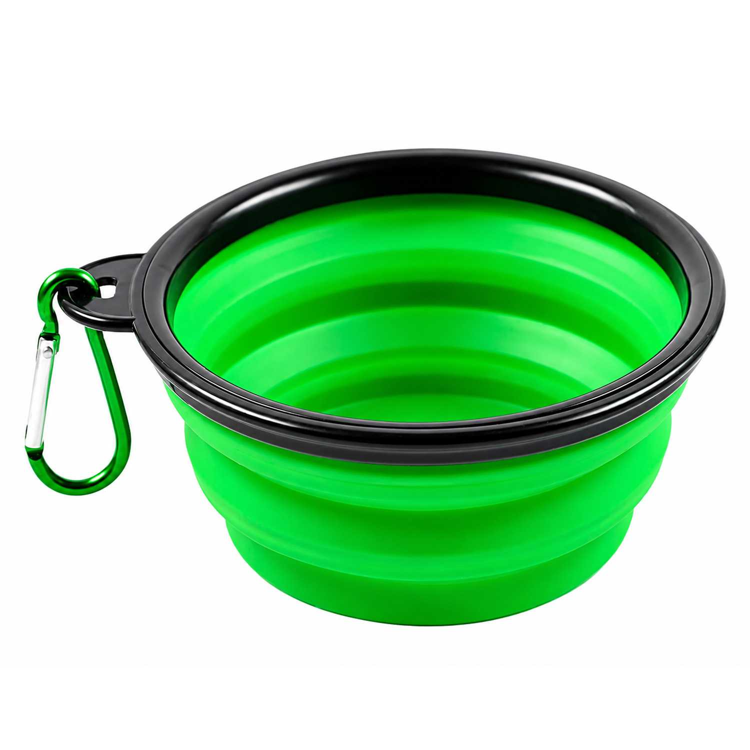 Ociodual Bebedero Plegable Perro, Vaso Plegable de 350ml, Verde, Bebedero gatos, Comedero, Bebedero Perro Portátil, Perros Accesorios, Plato con Mosquetón para Excursiones o Viajes