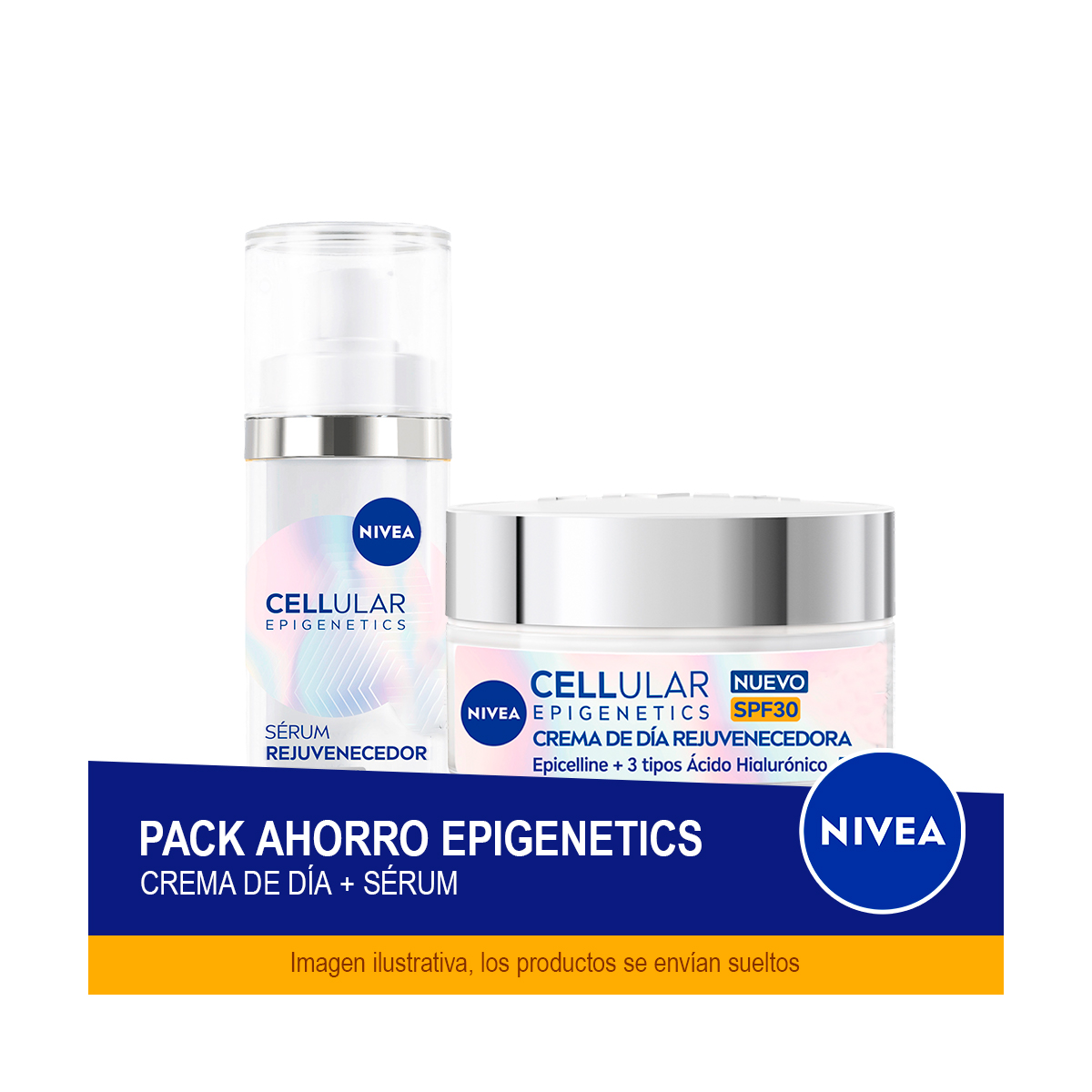NIVEA CELLULAR EPIGENETICS Pack Ahorro rejuvenecedor - Contiene crema de día SPF30 50ml + sérum facial 30ml