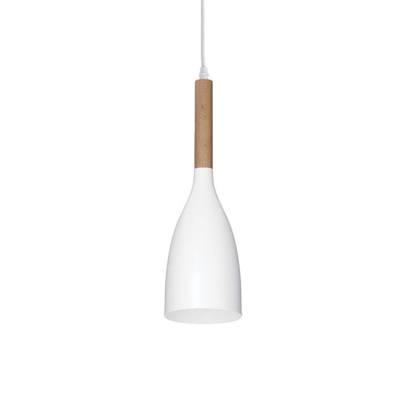Blanco/Negro Ideal Lux Manhattan Sp1 Lámpara De Suspensión Modern En Pintura Mate Y Detalles De Madera Natural E14 40W Talla 40