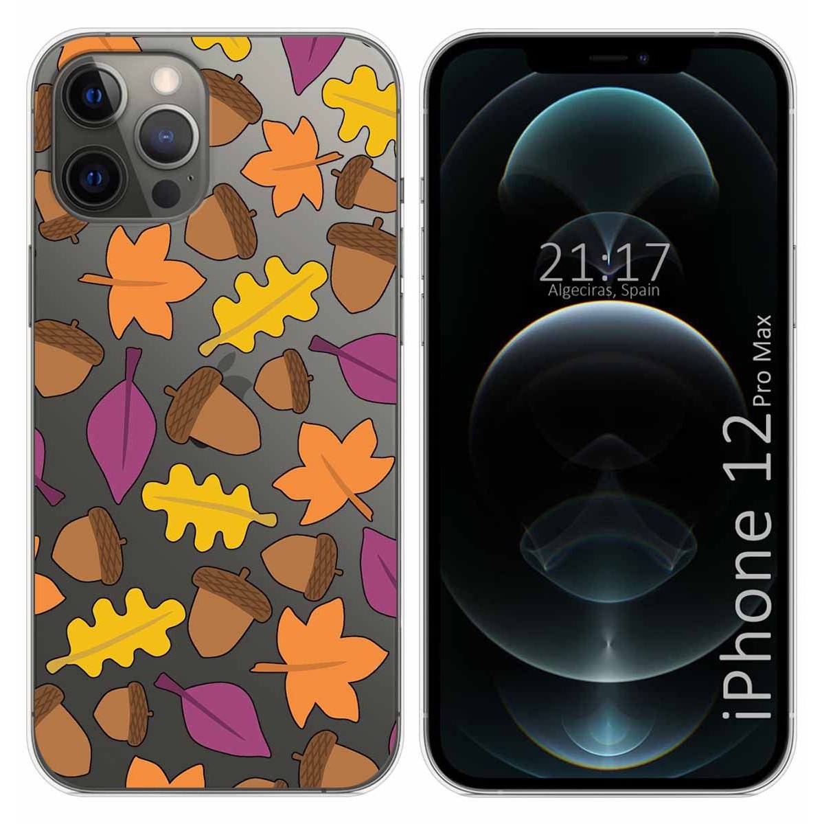 Tumundosmartphone Funda Gel Transparente para Iphone 12 Pro Max (6.7) diseño Otoño Dibujos