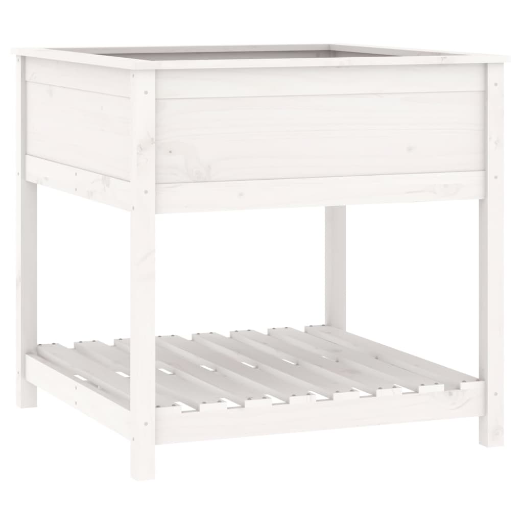 vidaXL Jardinera con estante madera maciza pino 82,5x82,5x81 cm Color Natural,  Blanco,  Gris y mas