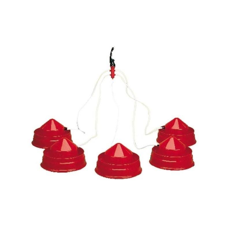 SUINGA Bebedero Pulpo Colgante para Pollitos 15x15x9 cm | Bebedero de Nivel Constante 5 Salidas para Pollos | Bebederos Granja