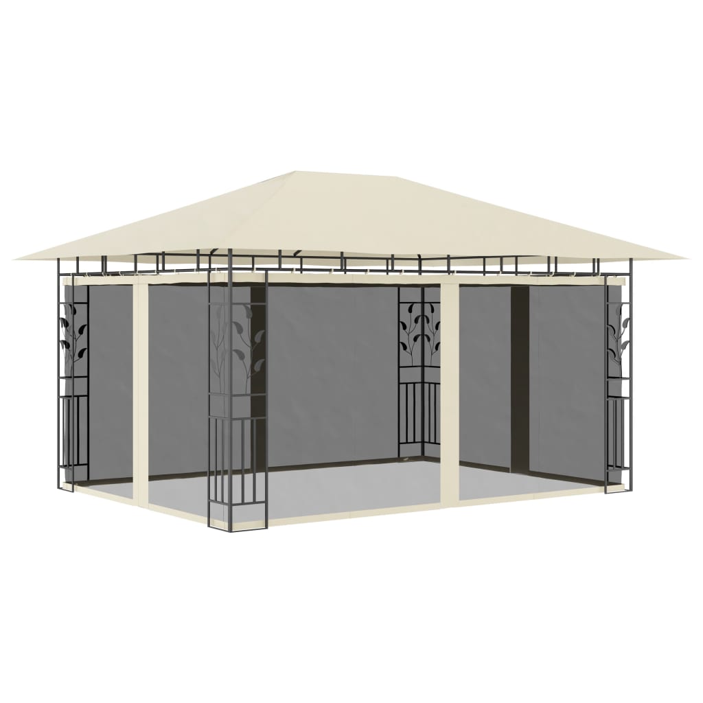 vidaXL Cenador con Mosquitera 4x3x2,73 m Toldo Parasol Marquesina Carpa Color Taupé,  Crema,  Antracita y mas