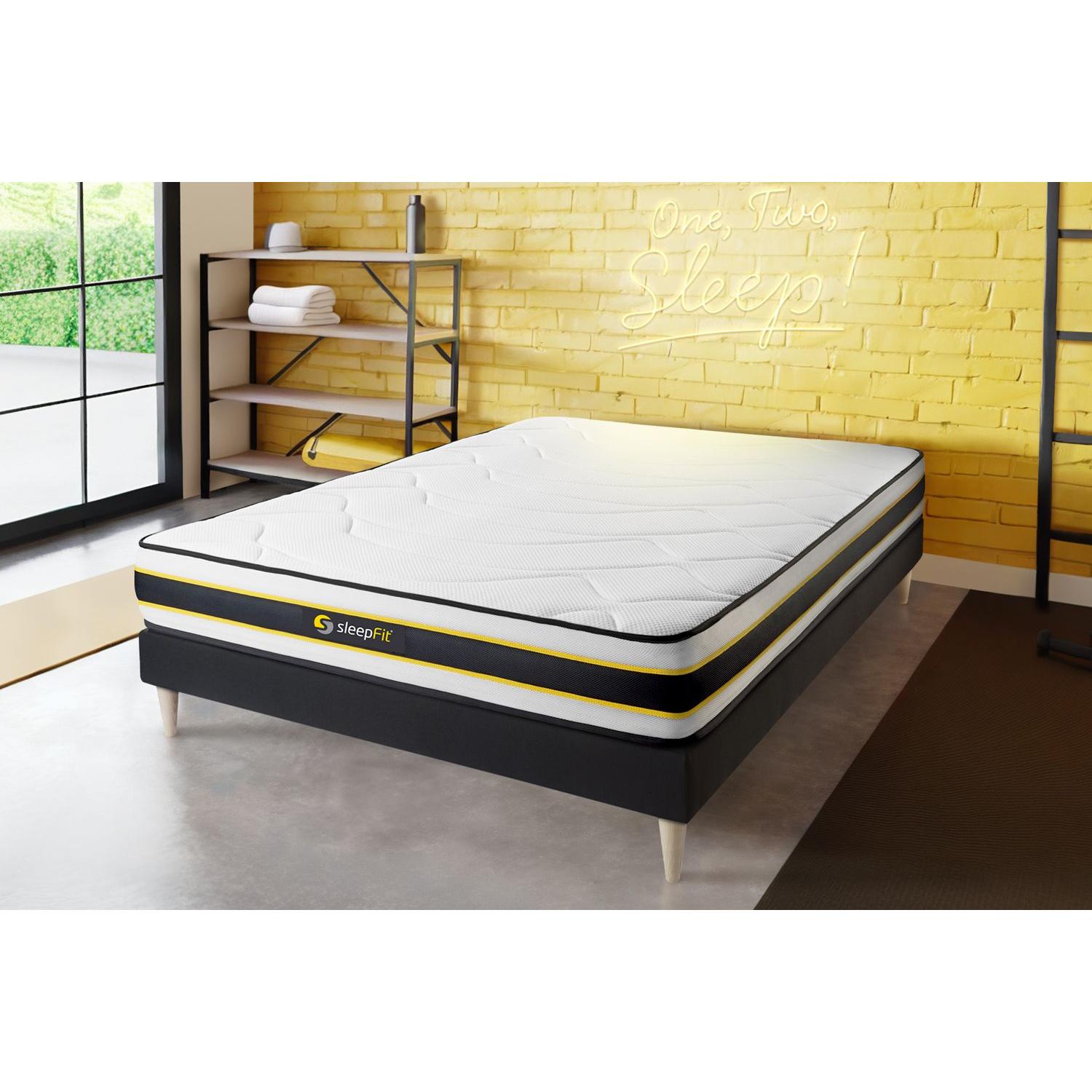 Pack colchón FLEXY 120x195cm + Somier multiláminas, Muelles ensacados y espuma viscoelástica, 3 zonas de confort