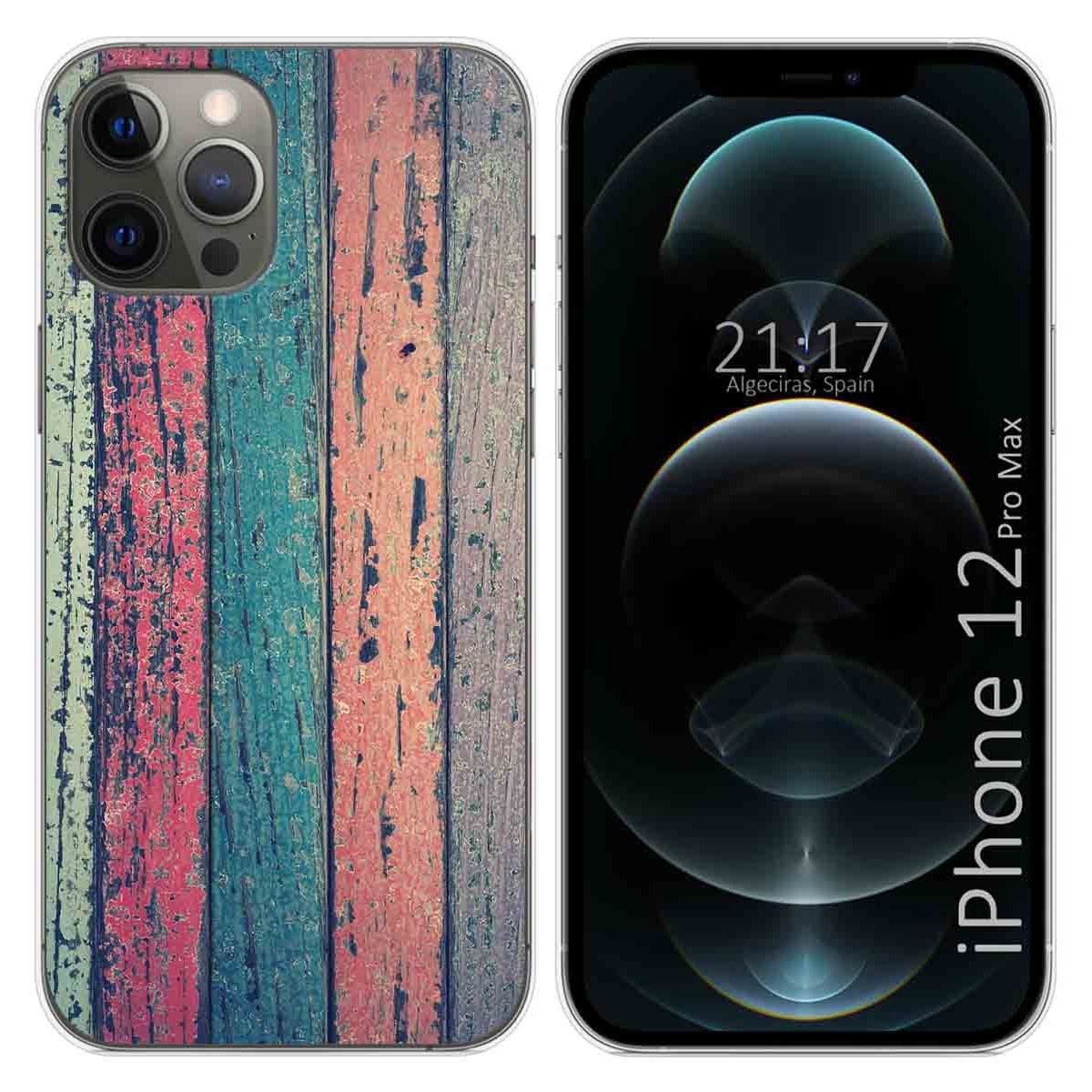 Tumundosmartphone Funda Gel Tpu para Iphone 12 Pro Max (6.7) diseño Madera 10 Dibujos