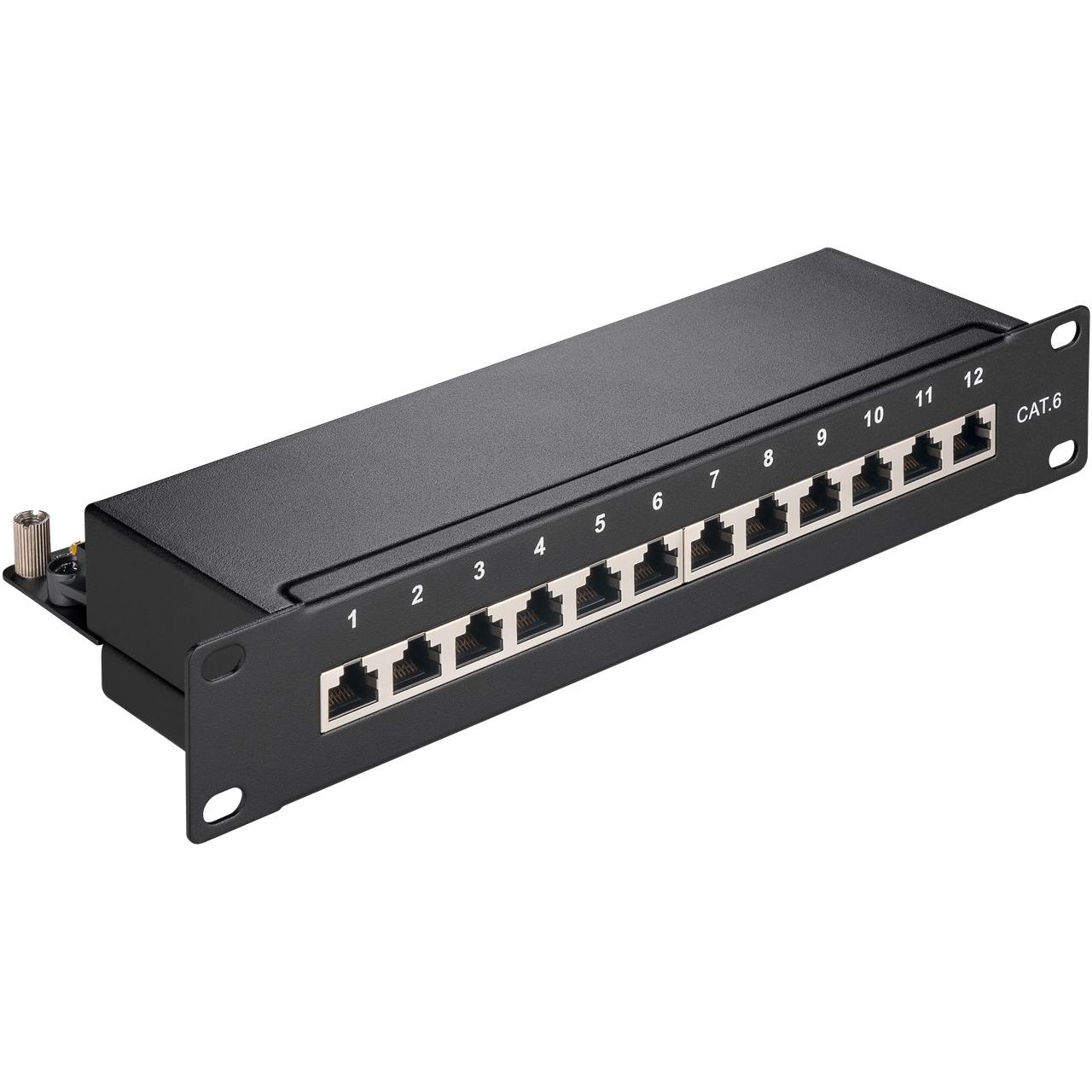 Goobay 93793 "Cat 6 25,4 cm (10 Pulgadas) Patch Panel, 12 Puerto Negro