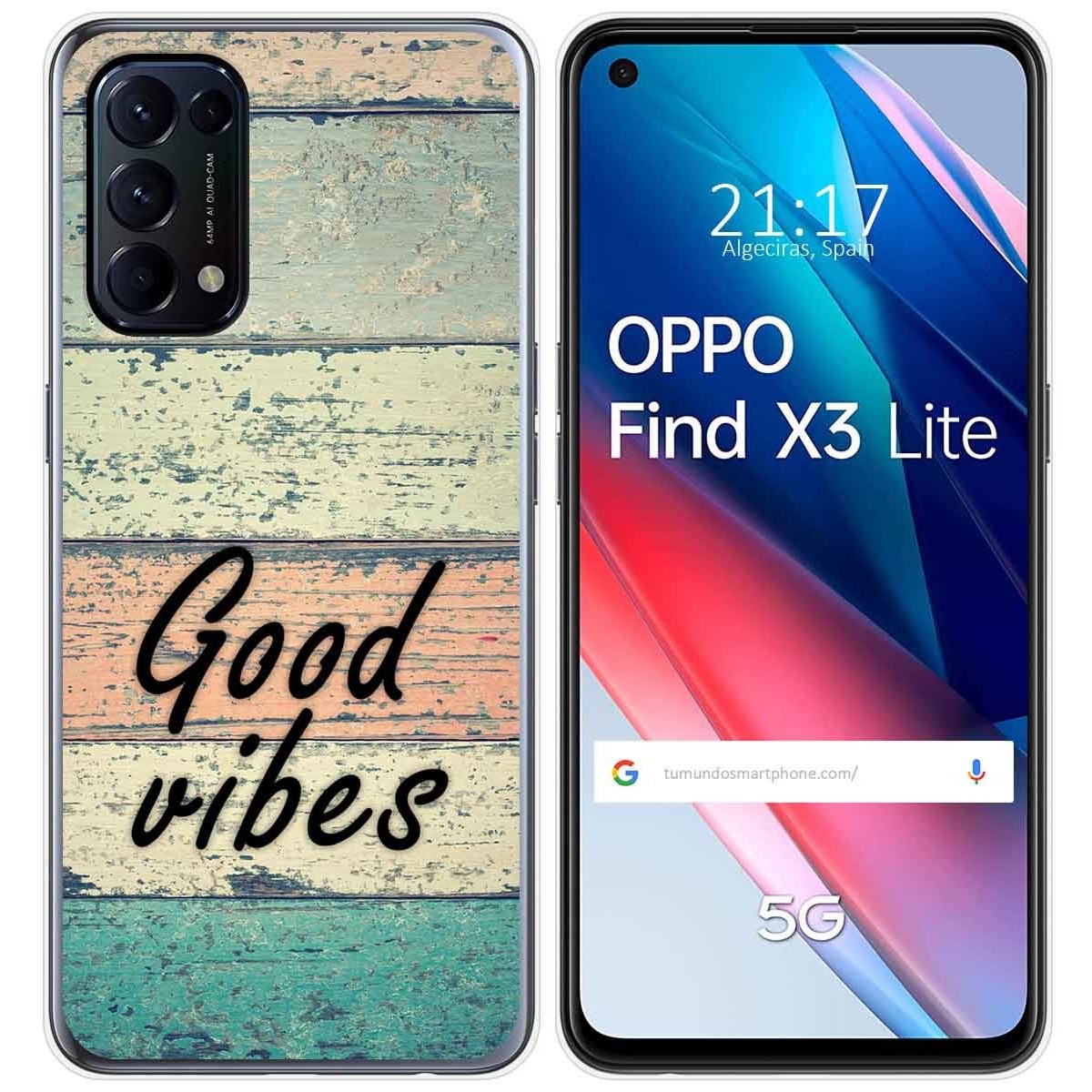 Tumundosmartphone Funda Gel Tpu para Oppo Find X3 Lite 5G diseño Madera 01 Dibujos
