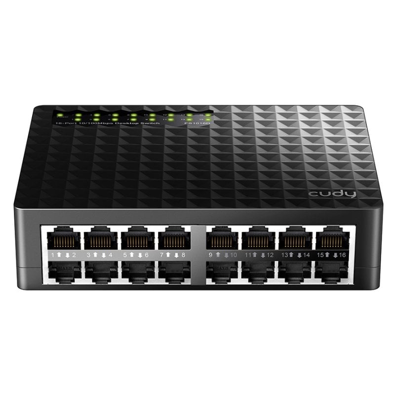 Cudy Switch de Escritorio 16 Puertos 10/100 Mbps con Negociación Automática y Control de Flujo