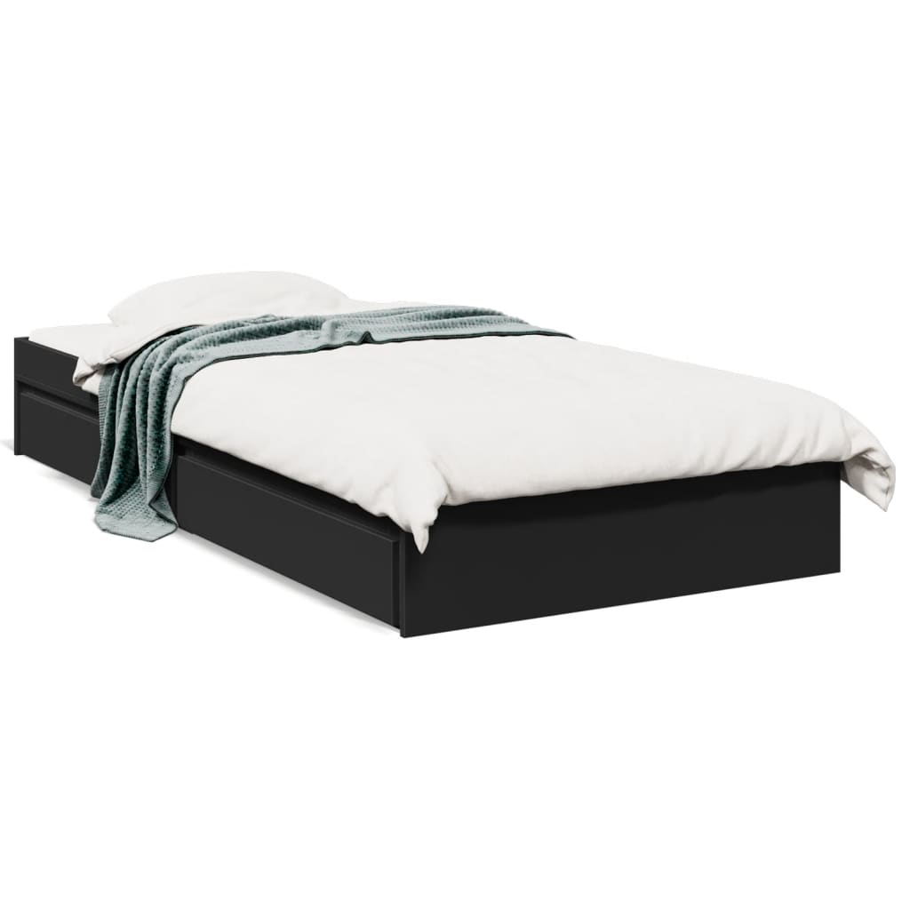 vidaXL Cama con cajones madera de ingeniería negro 90x190 cm