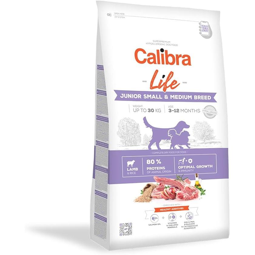 CALIBRA DOG LIFE JUNIOR SMALL&MEDIUM BREED CORDERO 12KG