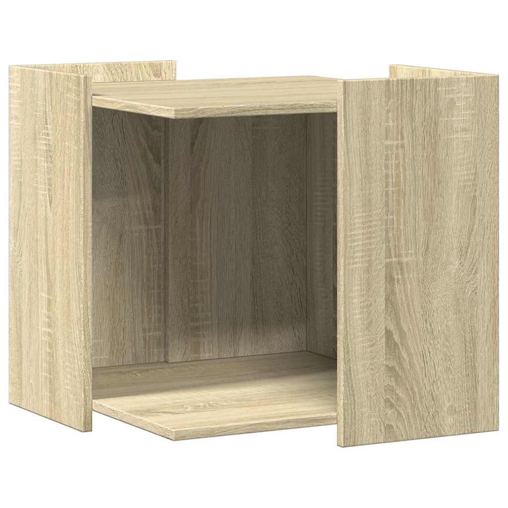 vidaXL Mueble arenero para gatos madera ingeniería 53x53x51 cm en color Blanco/Negro/Roble Sonoma y más | almacenamiento funcional diseño moderno para baño dormitorio sala